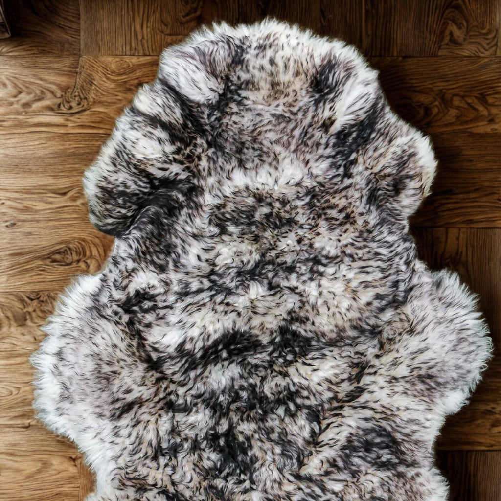 dark sheepskin rug