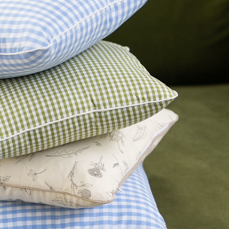 gingham and floral cushions